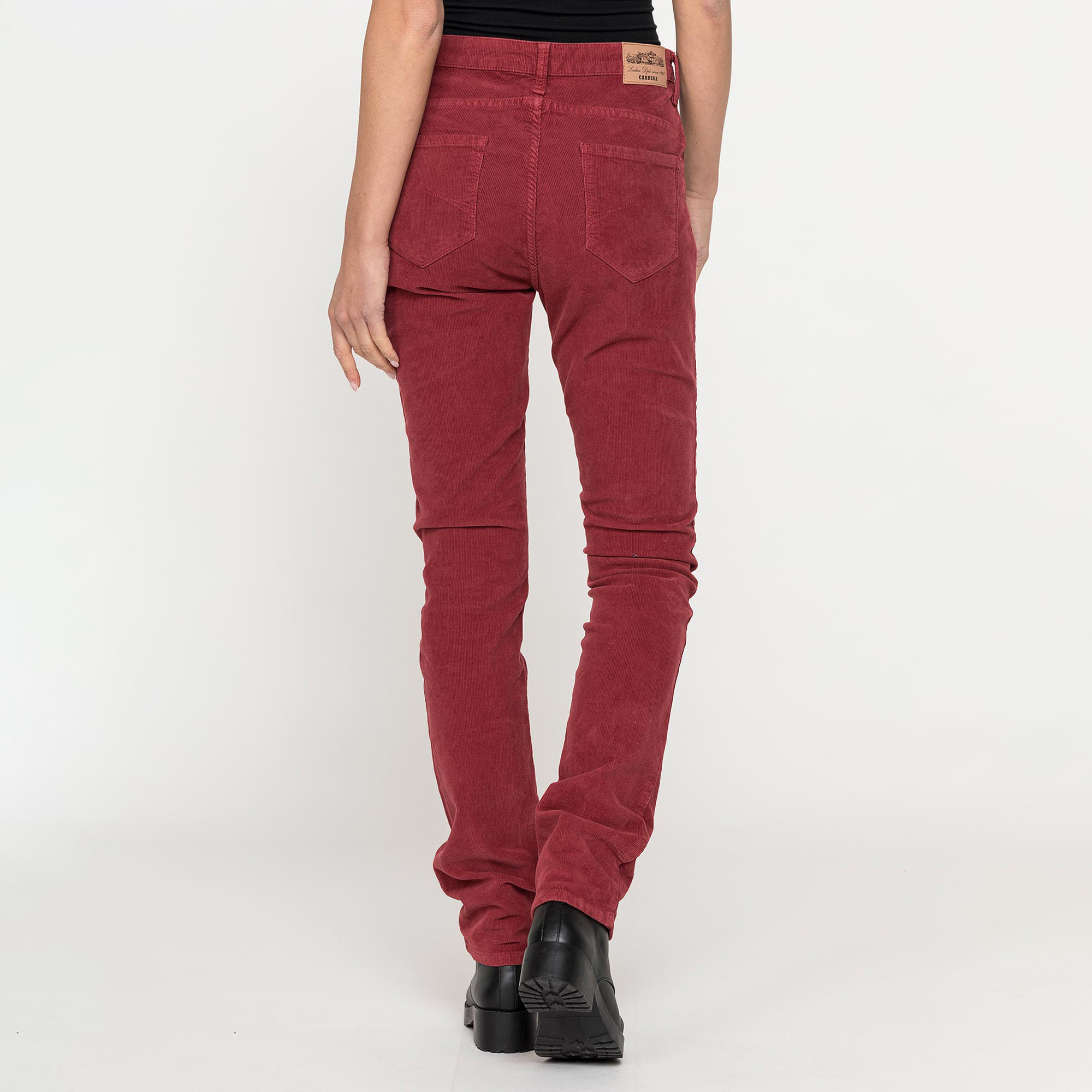 PANTALONE IN VELLUTO STRETCH MOD. 753. Vita alta gamba regolare.