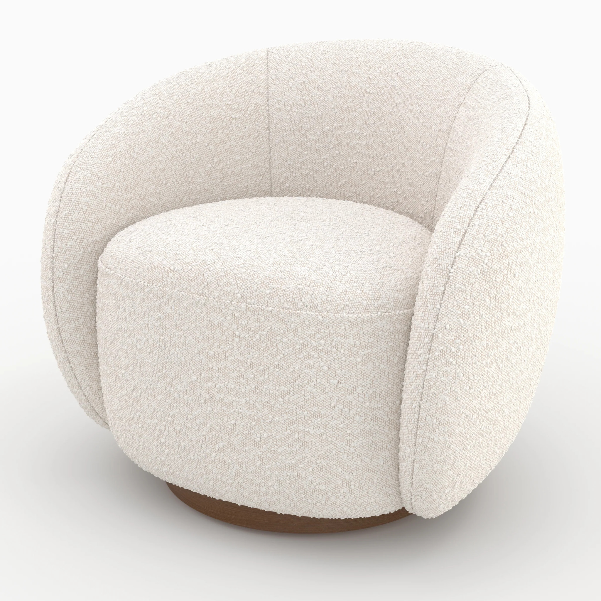 Fauteuil pivotant en tissu bouclé blanc - Naya