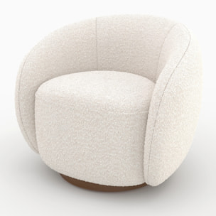 Fauteuil pivotant en tissu bouclé blanc - Naya
