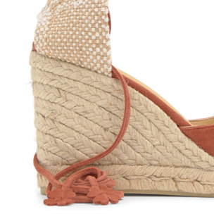 Alpargata de cuña 6 cm en ante con cordones trébol