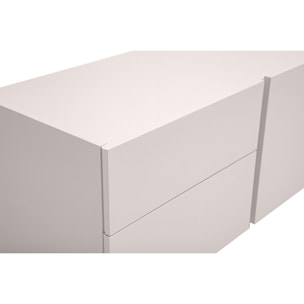 Meuble TV design beige laqué brillant avec rangements L200 cm ISAURE