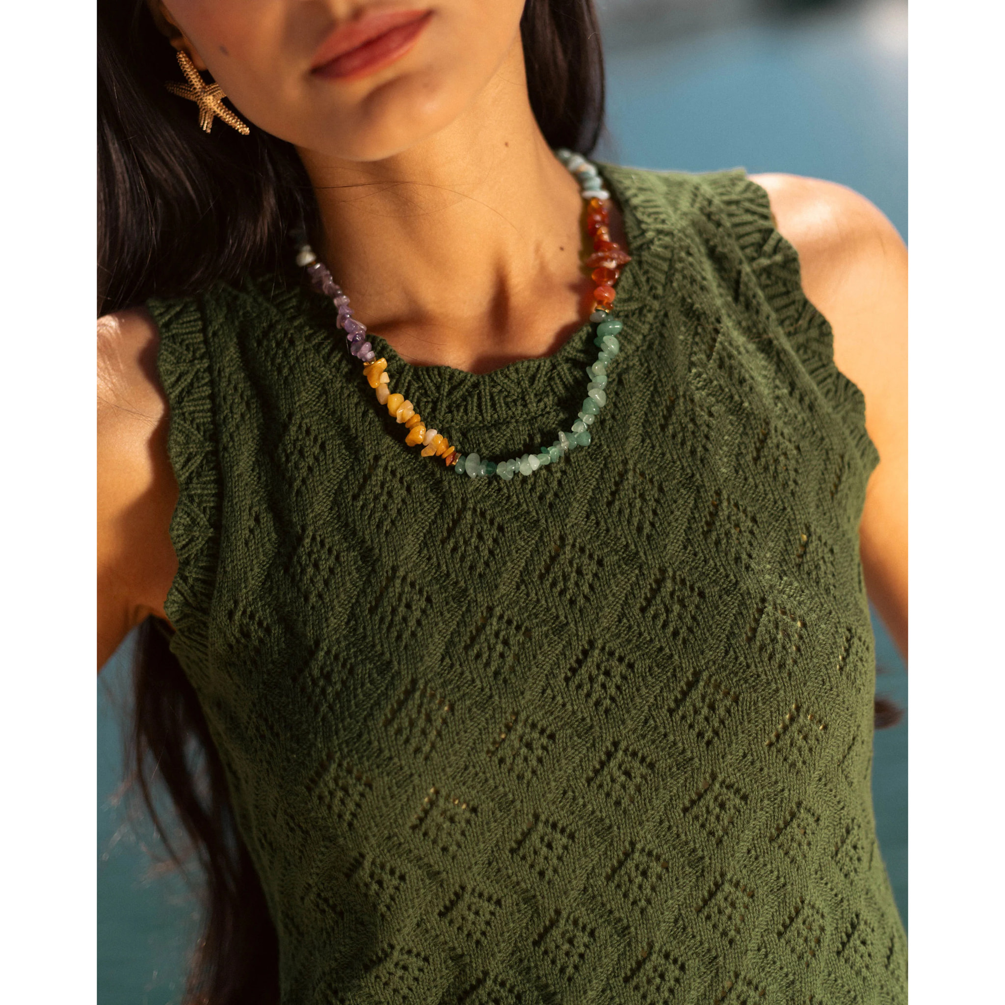 Top de mujer de crochet en algodón con tirantes anchos