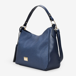 Bolso de hombro azul con cremallera