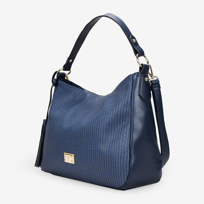 Bolso de hombro azul con cremallera
