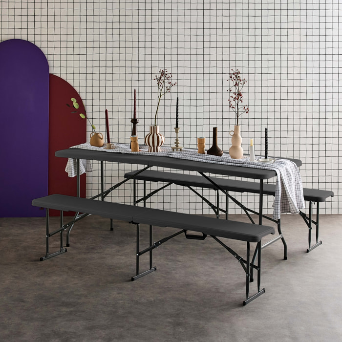 Table + bancs de réception pliante plastique SET DE RÉCEPTION (TABLE + BANCS) FIESTA