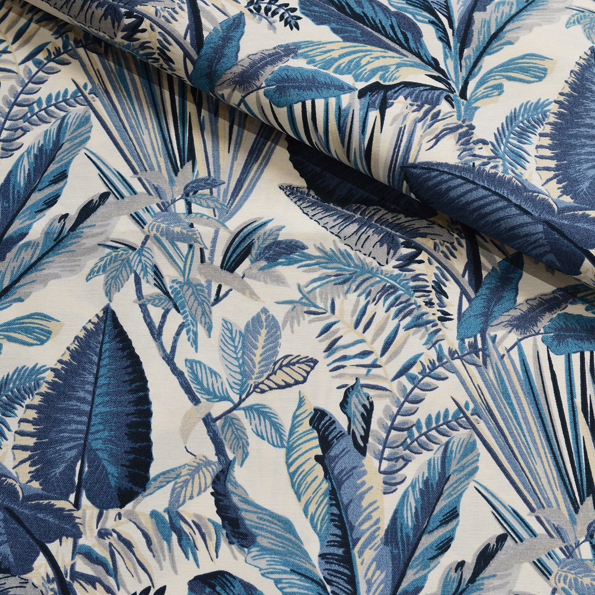 Tissu imprimé esprit floral - Bleu