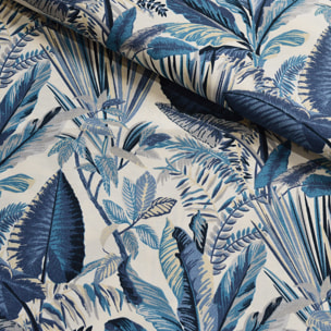Tissu imprimé esprit floral - Bleu
