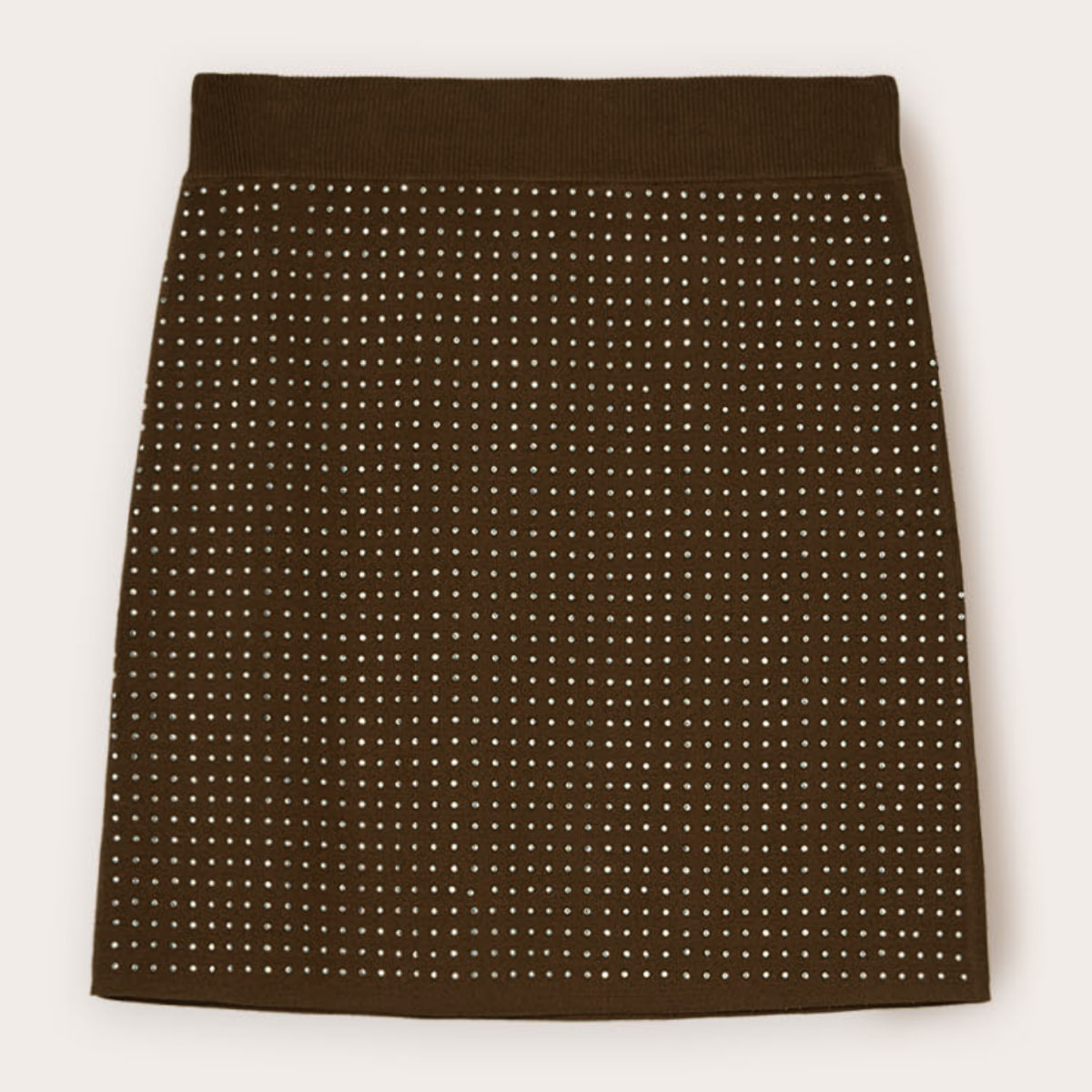 Motivi - Gonna corta in maglia con strass - Verde militare