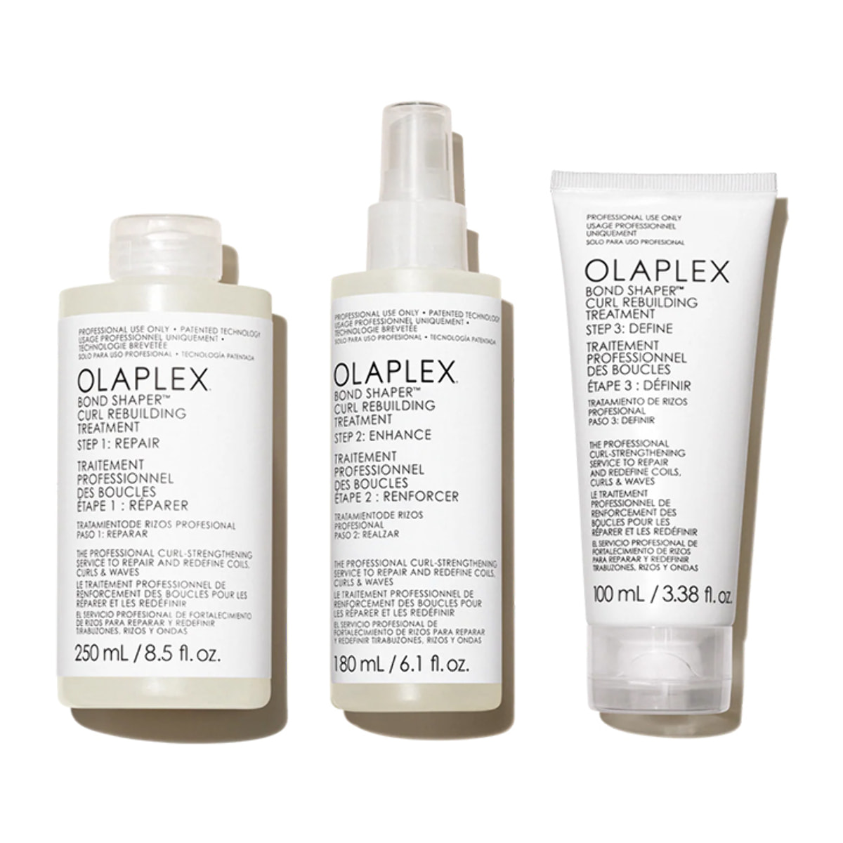 OLAPLEX Set Bond Shaper Curl Rebuilding Treatment Step 1 250ml + Step 2 180ml + Step 3 100ml