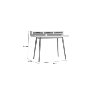 Bureau avec rangements scandinave bois clair et blanc L110 cm OPUS