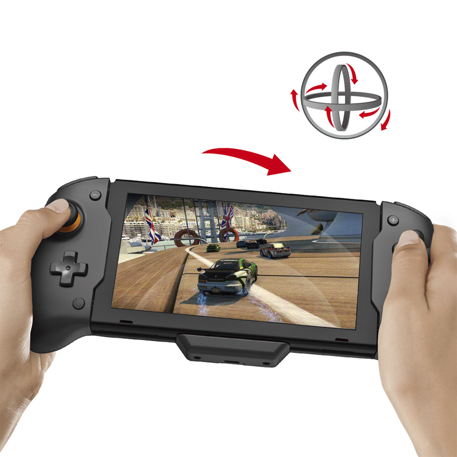 Mando Grip compatible con Nintendo Switch TNS-19252C. Motores de vibración, sensores giroscópicos, alta ergonomía. Incluye funda semirígida.