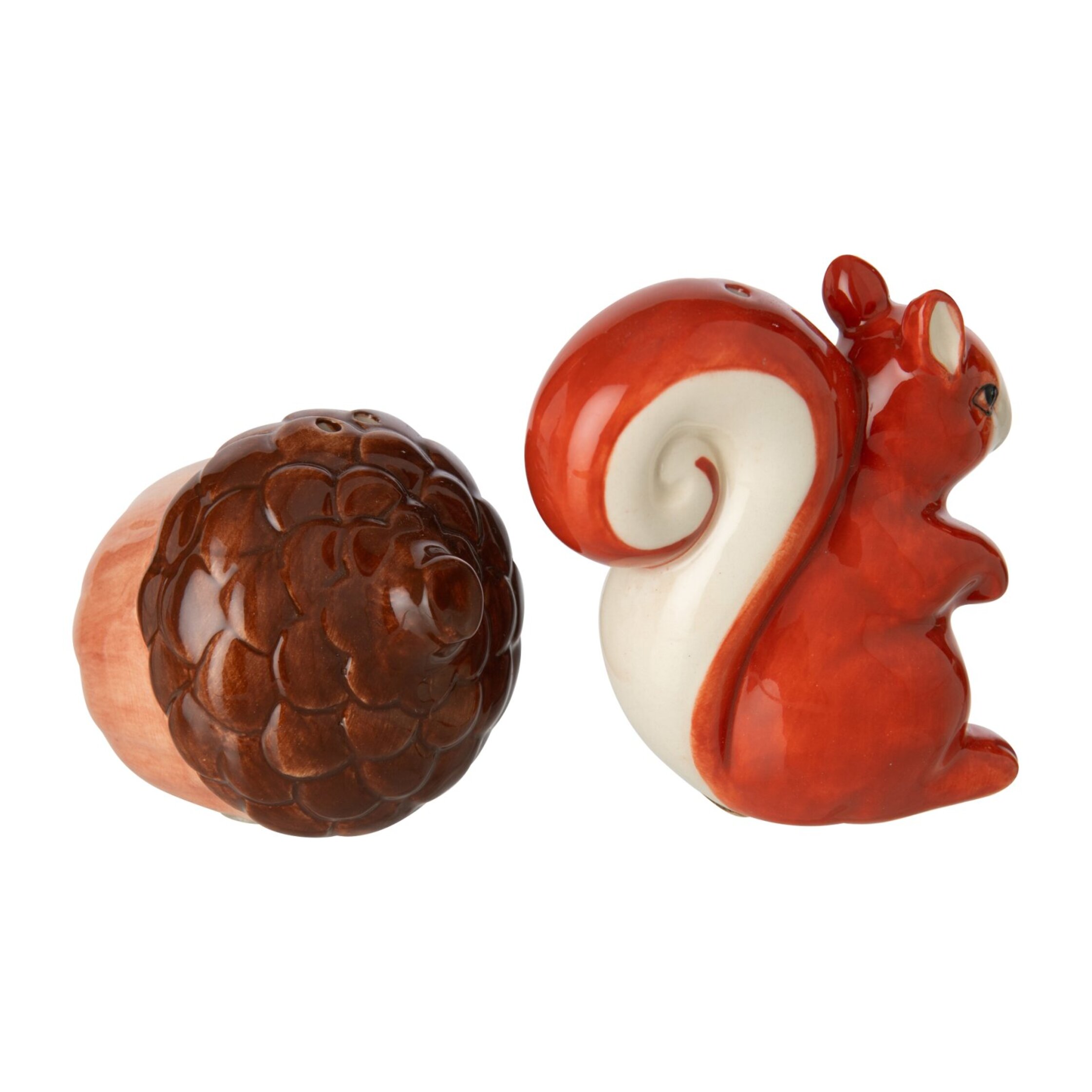 J-Line Sel et poivre écureuil et gland - grès - orange/marron