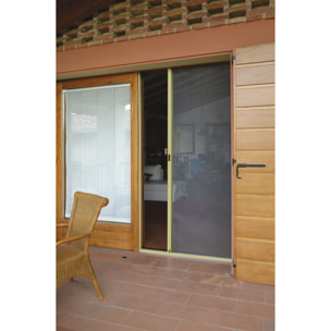 Zanzariera Universale Scorrimento Orizzontale Per Porte Portafinestra Balconi A Rullo Avvolgibile Telaio In Alluminio In Kit Colore Oro 120 x 250 cm