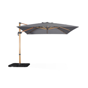 Parasol déporté carré 3x3m, mât effet bois FALGOS