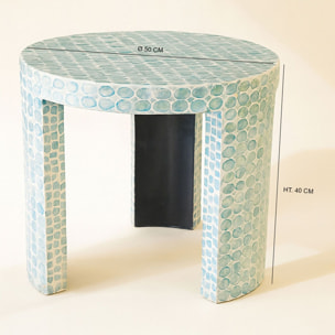 Table d'appoint en coquille de capiz bleu SOLNA