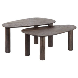 Tania - lot de 2 tables basses gigognes en teck massif - 84 cm - Bois