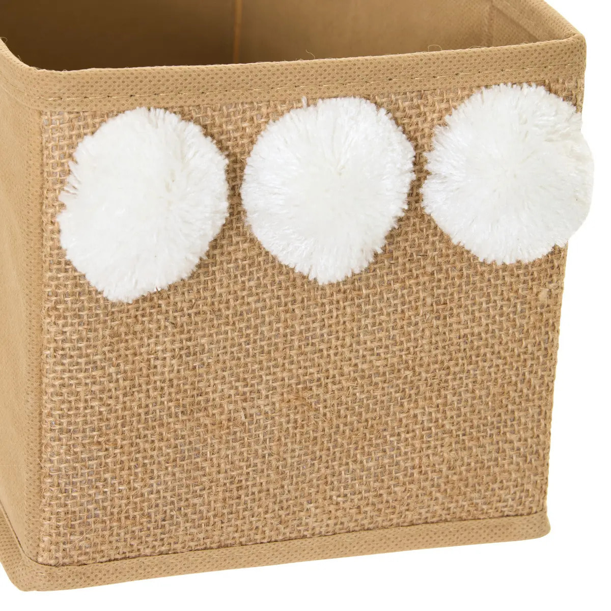 Boîte de rangement en jute Yuki pliable 14x29cm beige détail pompon