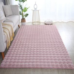 LAPONIE - Tapis uni doux en relief Rose