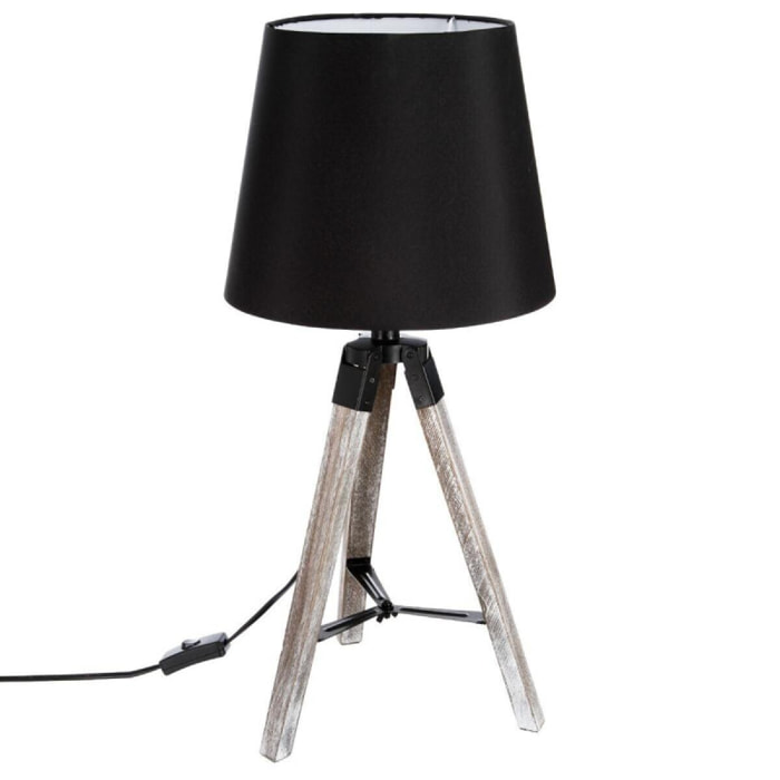 Lampe trépied ''Runo'' Hauteur 58 cm Atmosphera - Couleur: Bois & Noir