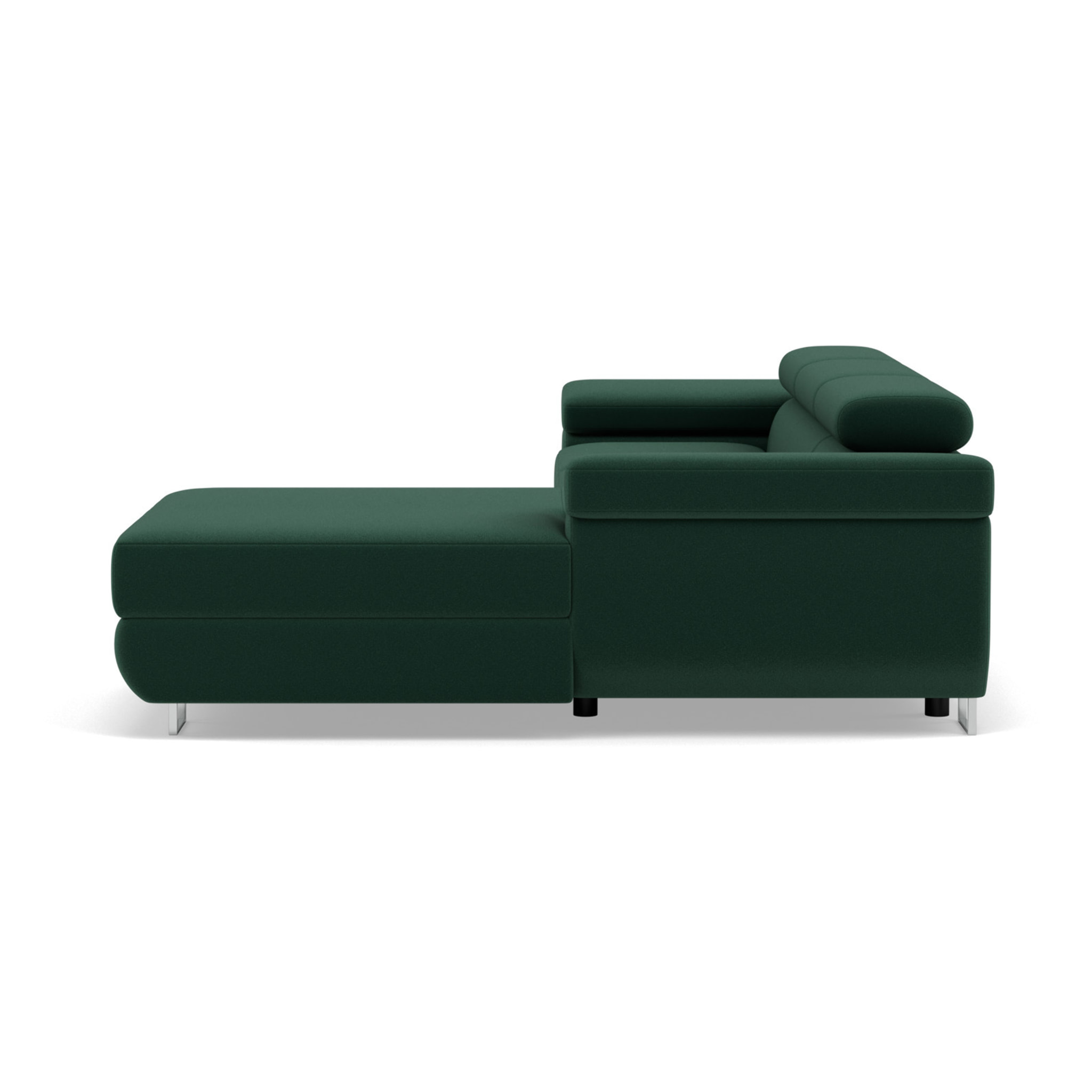 Pablo - canapé d'angle droit - 6 places - convertible avec coffre et têtières réglables - en velours - Vert