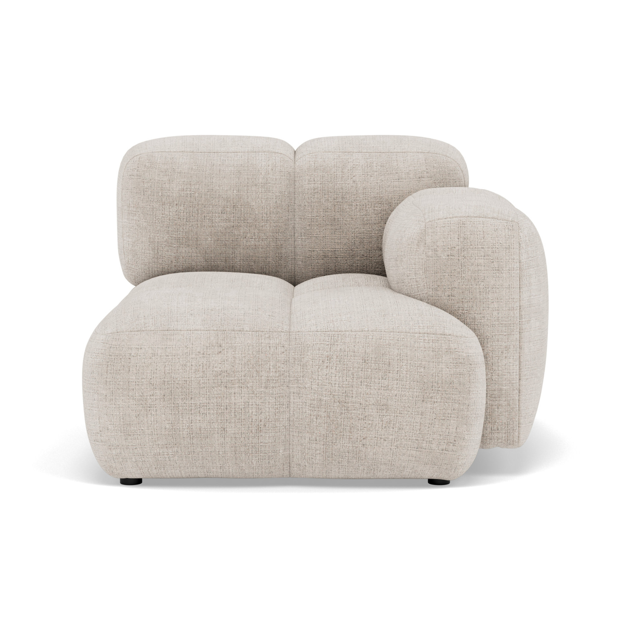 Grace - module d'assise droit en velours texturé - Beige