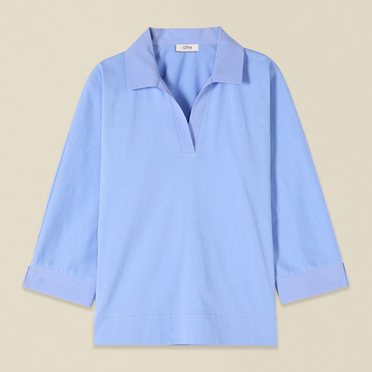 Oltre - Polo con detalles en popelín - Light - blue
