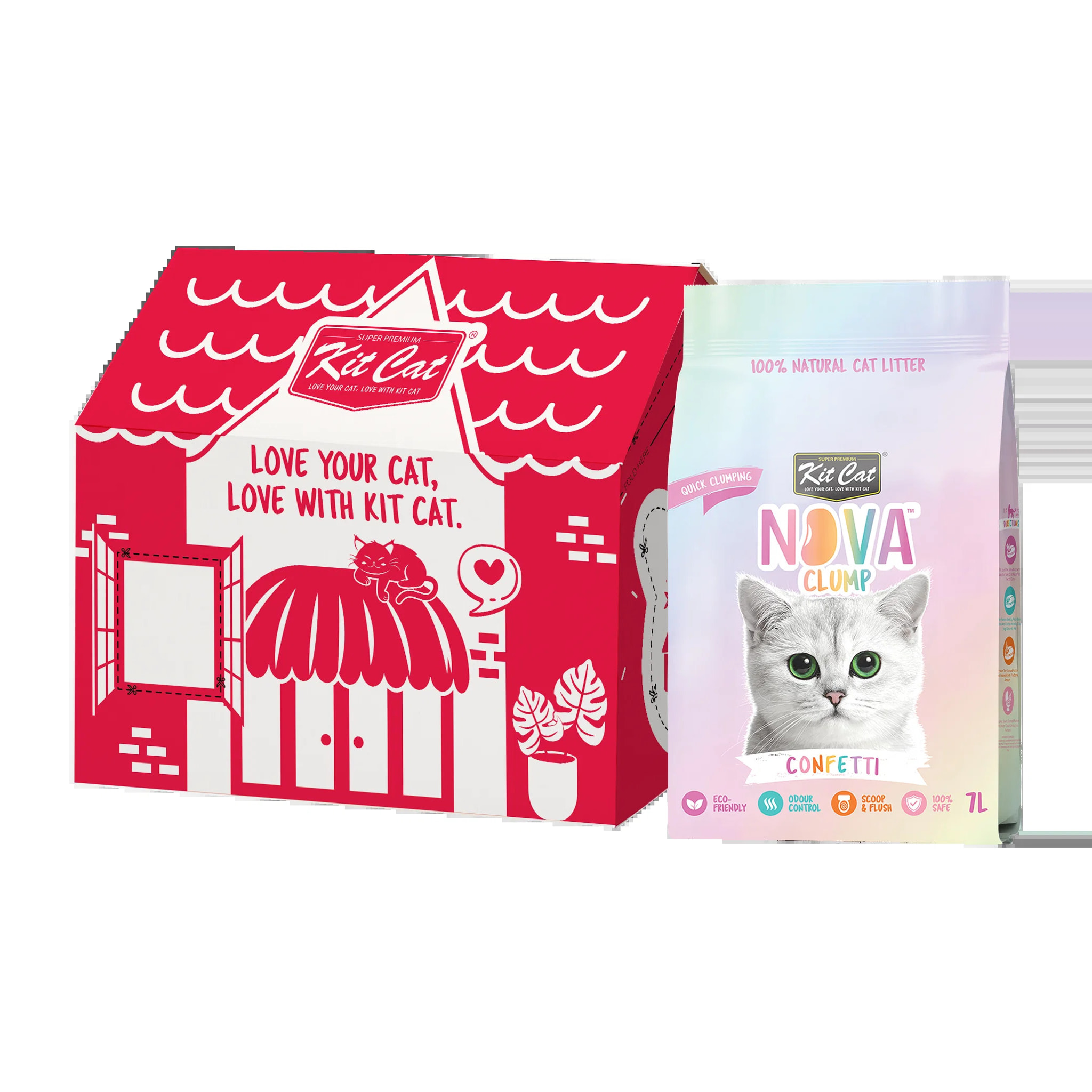 Kit Cat Arena Eco Nova - Confetti 7 L Arena para gatos