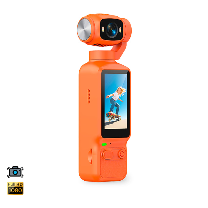 Cámara deportiva LK-032 de 48MPX con giro 180°, pantalla HD 1,97” ideal para fotos y vídeos en FHD, con grabación en ciclo y linterna. Incluye trípode y lanyard de muñeca.