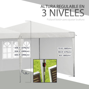 Carpa Plegable 6x3 m con Paredes Laterales Carpa para Fiestas Altura Ajustable con Bolsa de Transporte Ruedas y 5 Bolsas de Arena para Exterior Jardín Patio Blanco