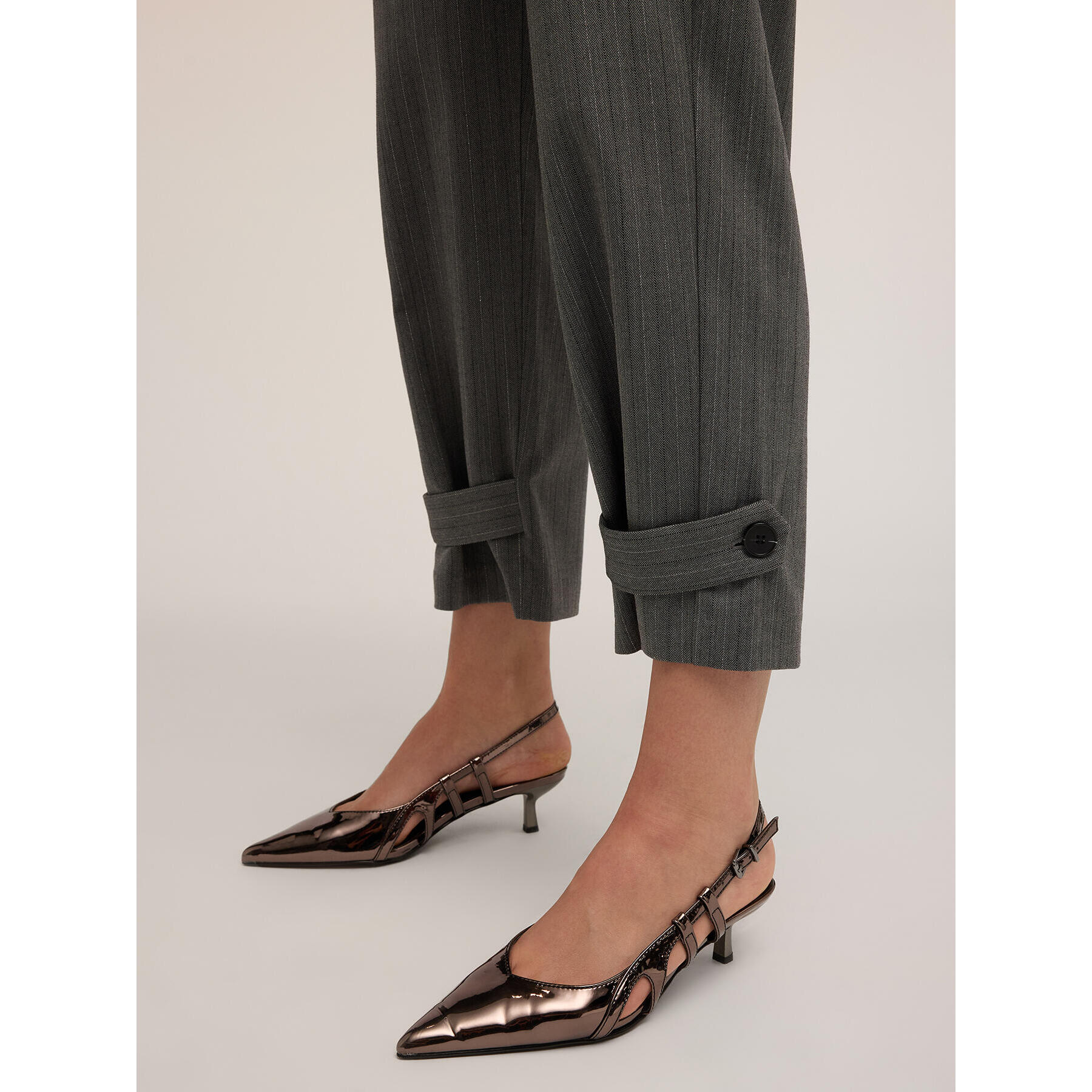 Motivi - Pantalones de lurex con cinturón - Gris