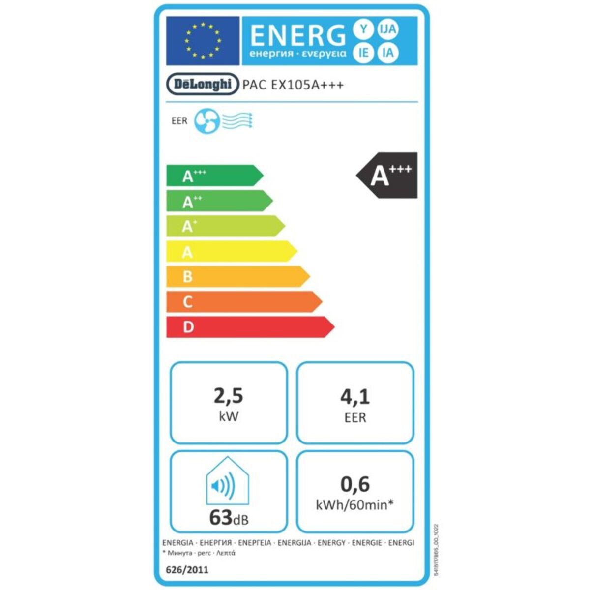 Climatiseur DELONGHI PAC EX105 A+++