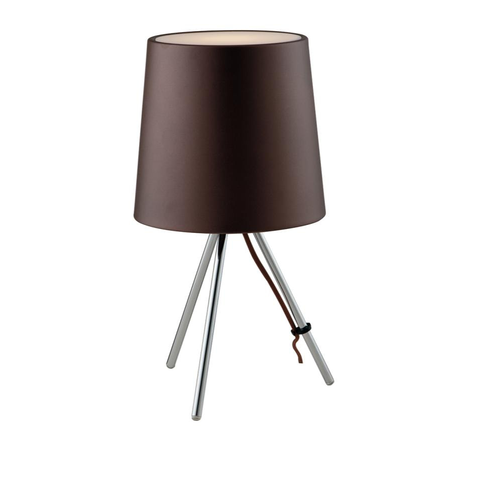 Lampada da tavolo MARLEY in metallo argento con paralume in alluminio marrone