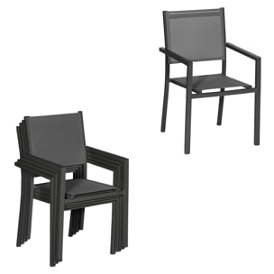 Salon de jardin extensible 10 places de 140/200cm en textilène gris - aluminium anthracite VENEZIA