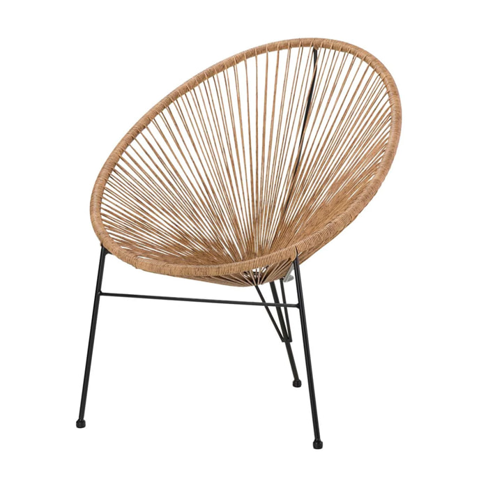Silla Ratan Marrón Y Negro 72x82x88 Cm
