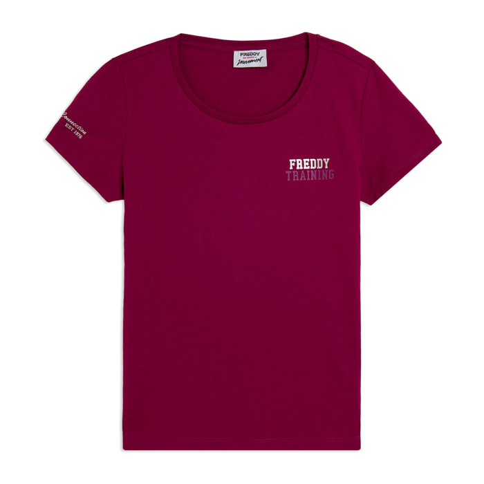 T-shirt Regular Freddy Training con Glitter sul Cuore