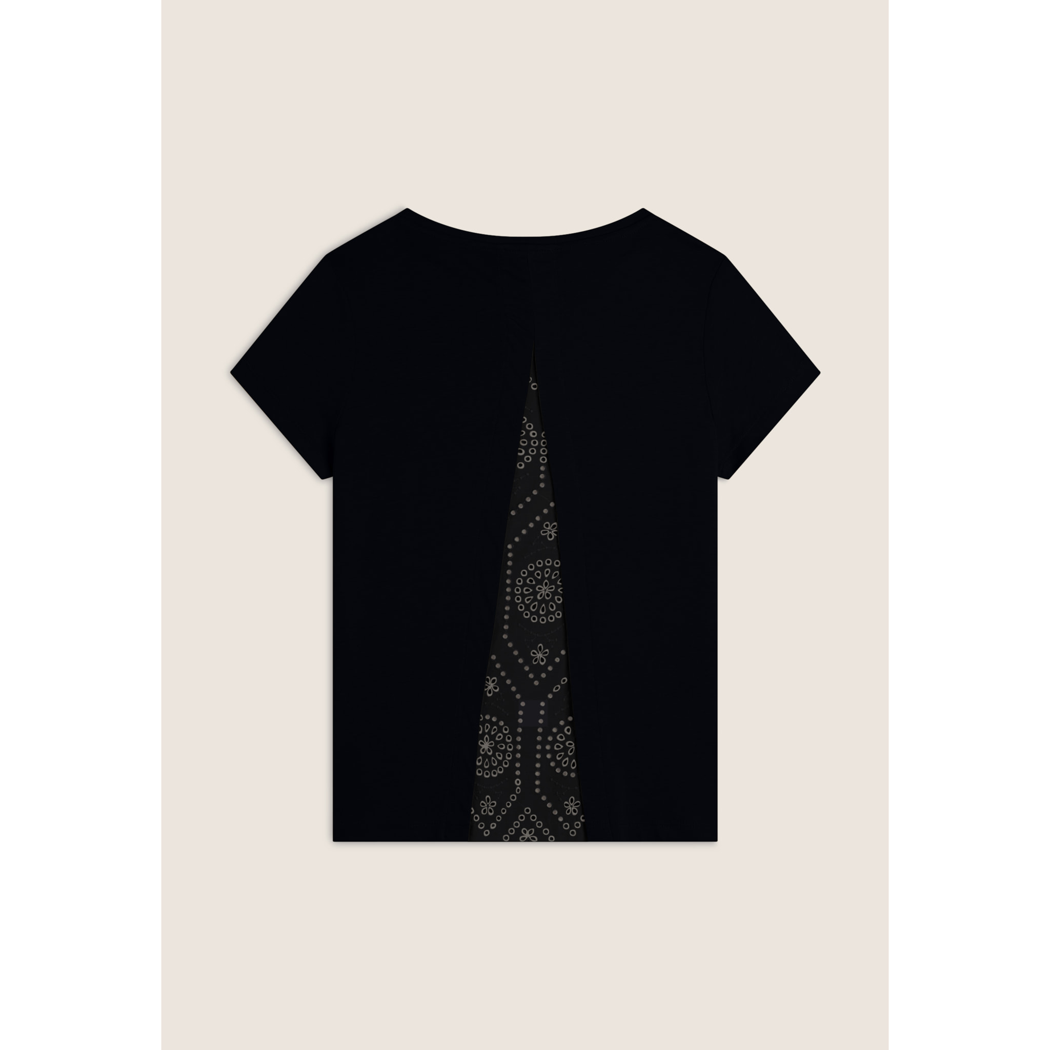 T-shirt con inserto posteriore in Sangallo