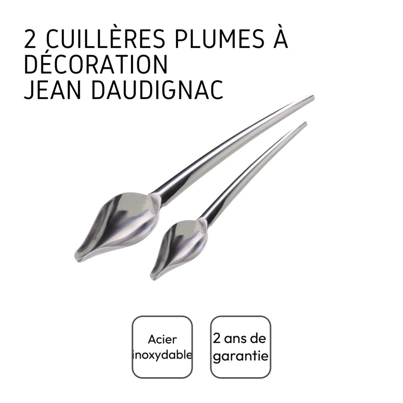 Lot de 2 cuillères plumes à décoration pâtissière Jean Daudignac