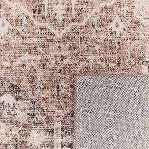 OTTOMAN - Tapis à poils courts doux à motif vintage beige