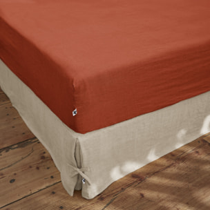 Drap housse "Soline" Lin lavé - Couleur: Soline Paprika