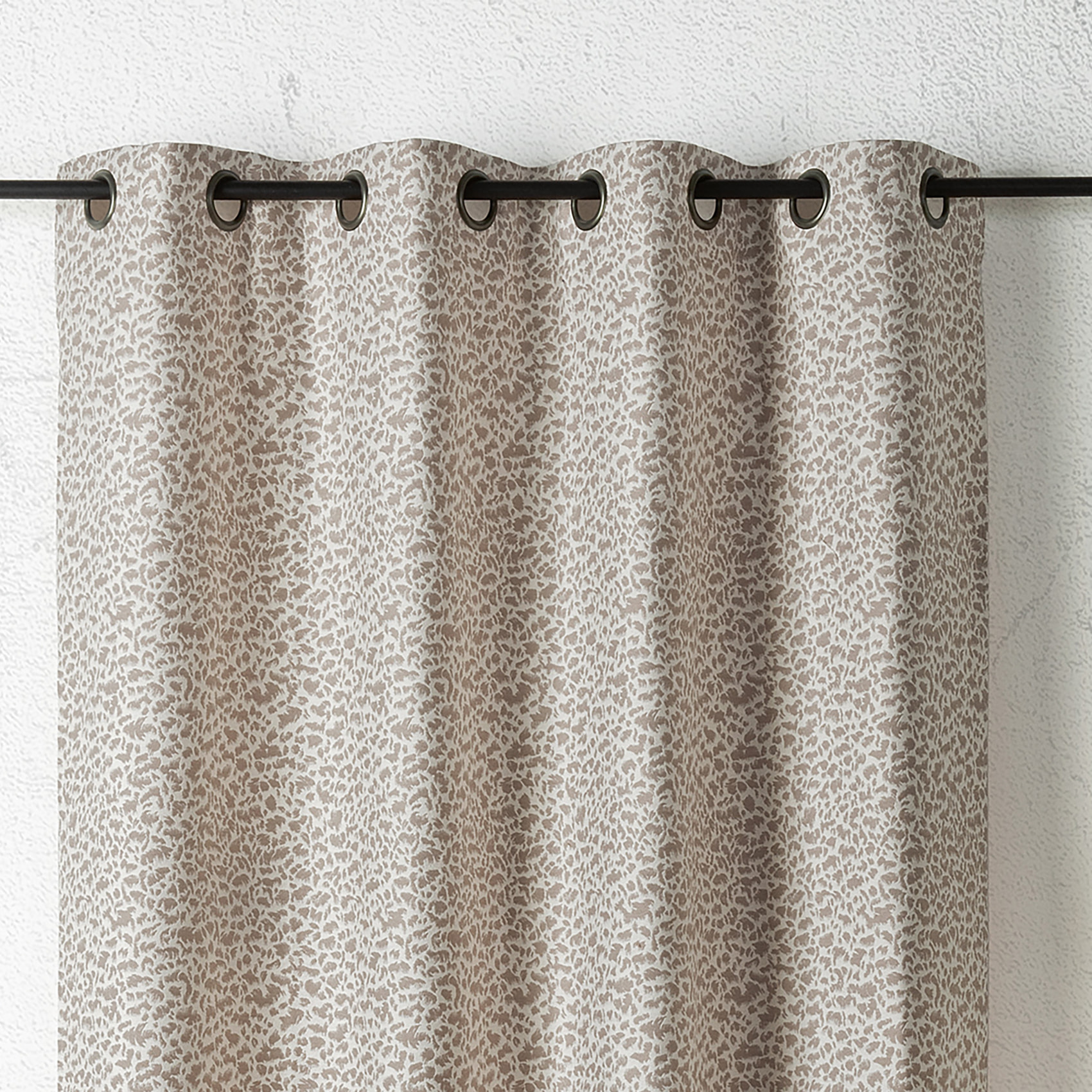 Rideau jacquard abstrait texturé à oeillets - Taupe