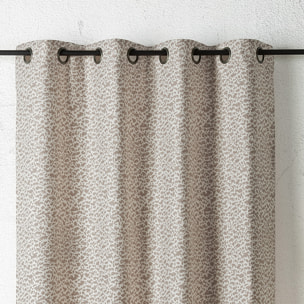 Rideau jacquard abstrait texturé à oeillets - Taupe