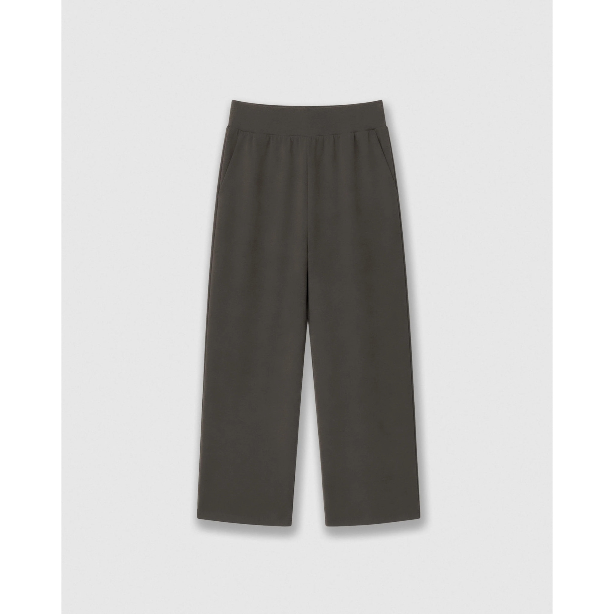 Pantalón largo fluido liso gris marengo