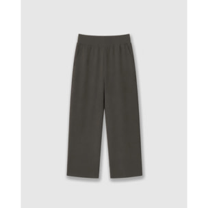 Pantalón largo fluido liso gris marengo