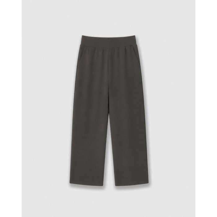 Pantalón largo fluido liso gris marengo