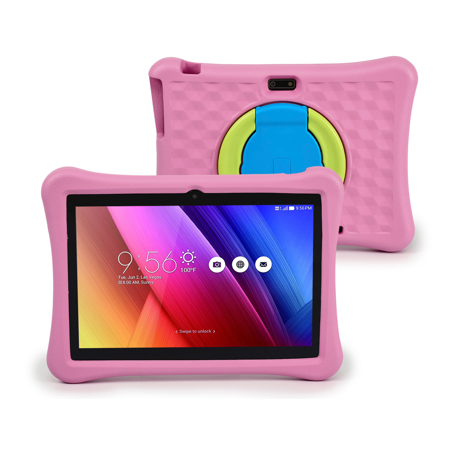 Tablet Infantil WiFi. SO Android 12 con IWAWA. Pantalla 10'' 1280x800px. Allwinner A133,ARM Cortex™-A53 Quad-Core,1.6Ghz 4GB RAM + 64GB. Doble cámara, carcasa de silicona.