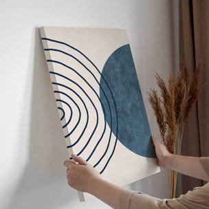 Tableau abstrait lignes et formes bleues Toile imprimée