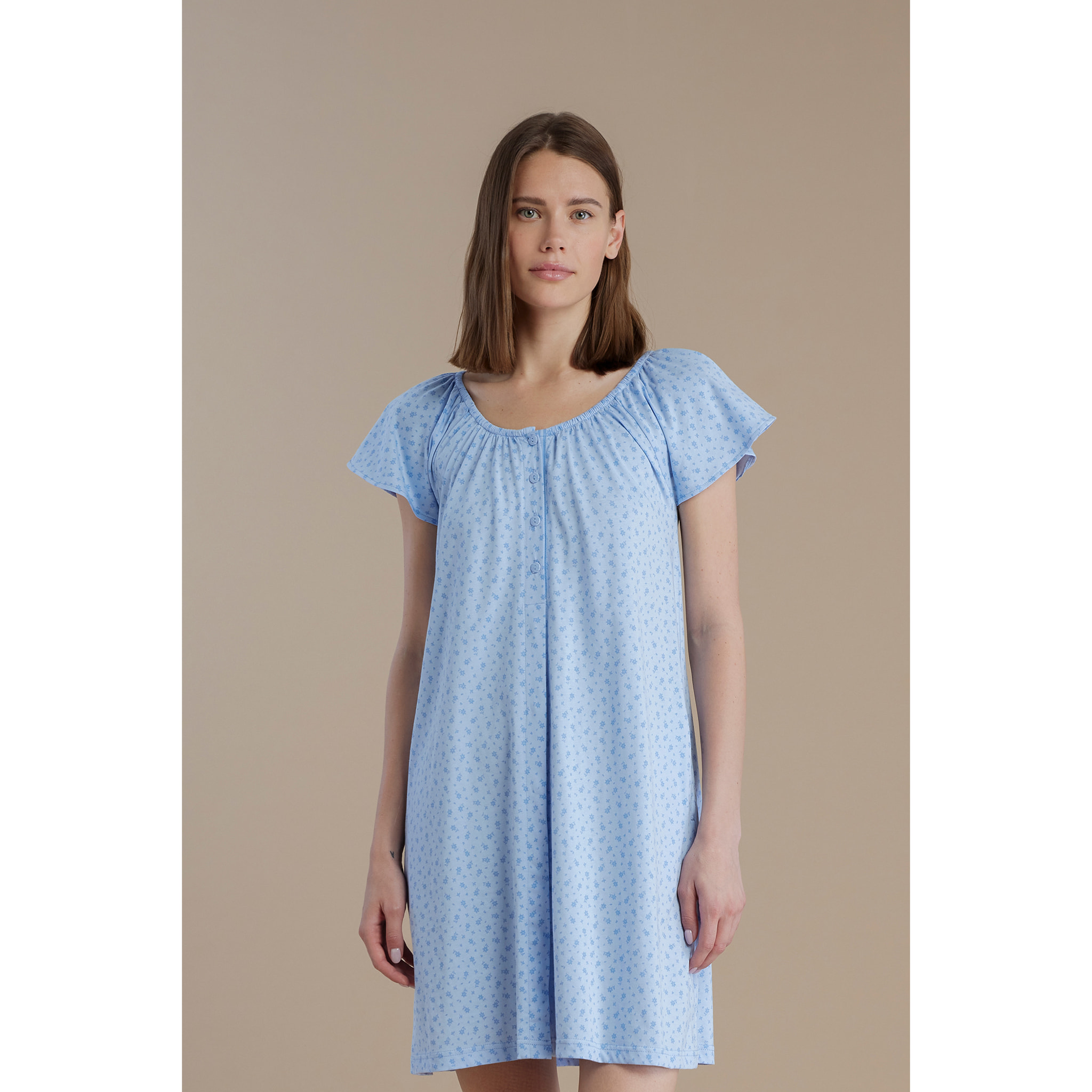 Camicia da notte donna in cotone con manica corta e apertura sul davanti articolo little flower Noidinotte