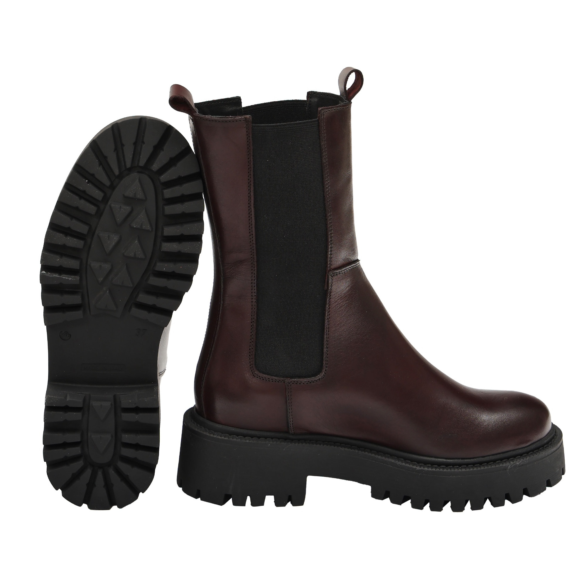 Stivaletti in vera pelle di vitello con bande elastiche laterali