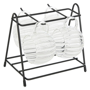 Rack 4 mugs Pumpkin transparent L17xp15xH15,8cm