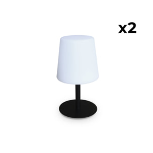 Lot de 2 lampes LED à poser de 28cm noire - Lampes de table décorative lumineuse. Ø 16cm